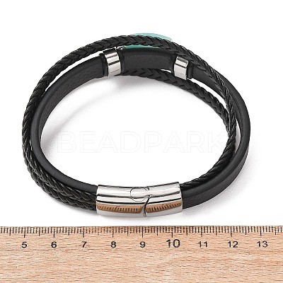 Natural Amazonite & Braided Microfiber Leather Multi-strand Bracelets for Women Men GG-CBAEA55-01A-1
