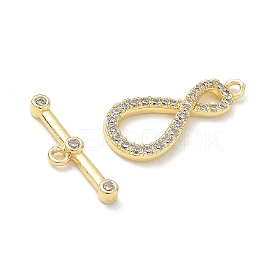 Brass Micro Pave Clear Cubic Zirconia Toggle Clasps CU-CBAC675-05G-1