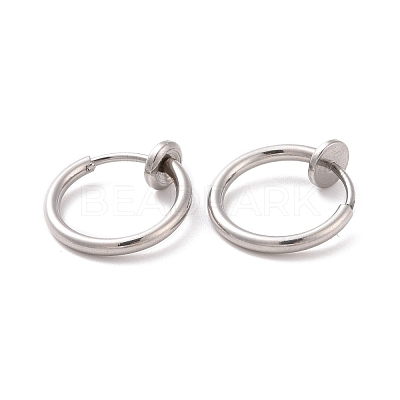 Tarnish Resistant 304 Stainless Steel Retractable Clip-on Hoop Earrings STAS-K171-53P-1