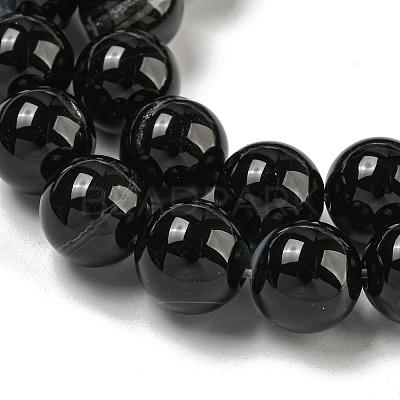 Natural Black Agate Beads Strands G-G391-10mm-01-1