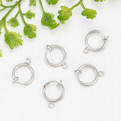 Brass Clip-on Hoop Earring Findings KK-P102-01P-1