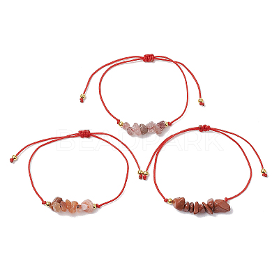 3Pcs 3 Styles Gemstone Braided Bead Bracelets BJEW-JB11146-10-1