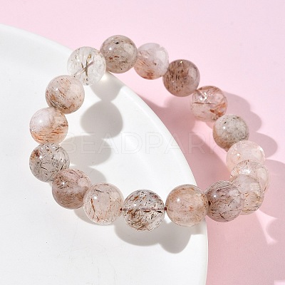 Natural Rutilated Quartz Round Beads Stretch Bracelets for Women BJEW-Z158-03D-02-1