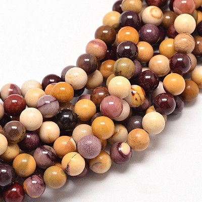 Natural Mookaite Round Bead Strands X-G-P072-34-4mm-1