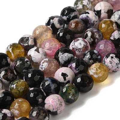 Dyed & Heated Natural Fire Crackle Agate Beads Strands G-P539-C01-05-1