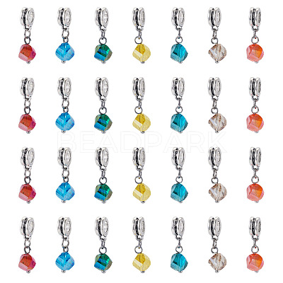105Pcs 7 Colors Glass European Dangle Charms PALLOY-TAC0221-1
