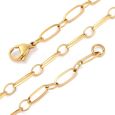 304 Stainless Steel Oval Link Chain Necklaces X-NJEW-Q013-09G-1