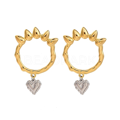 304 Stainless Steel Dangle Stud Earrings EJEW-K296-02GP-07-1