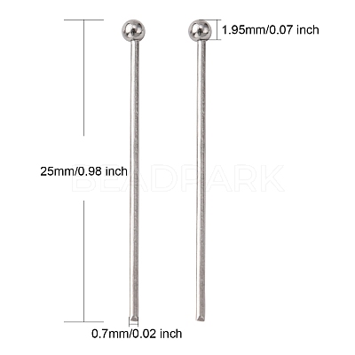 Tarnish Resistant 304 Stainless Steel Ball Head pins STAS-N017-02-25mm-1