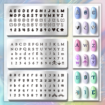 Stainless Steel DIY Nail Art Templates MRMJ-WH0092-043-1