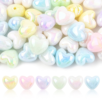 40Pcs UV Plating Acrylic Beads MACR-FS0002-18-1