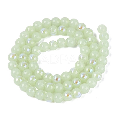 Electroplate Imitation Jade Glass Beads Strands EGLA-Q132-6MM-01B-07-1