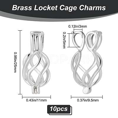 10Pcs Hollow Brass Locket Pendants FIND-BBC0002-53-1