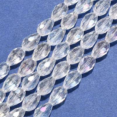 Electroplate Glass Beads Strands EGLA-D015-12x8mm-01-1