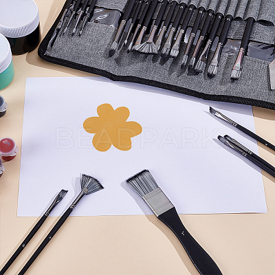 23Pcs Wool & Nylon Painting Brush and 1Pc 304 Stainless Steel Scraper AJEW-WH0696-657-1
