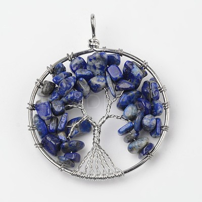 Tree of Life Natural Lapis Lazuli Big Pendants G-L455-D03-1