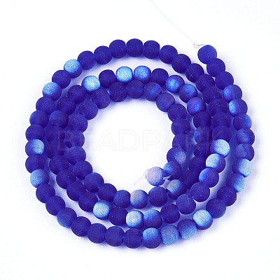 Frosted Transparent Glass Beads Strands GLAA-T032-T4mm-MBB16-1