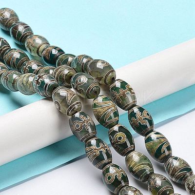 Tibetan Style dZi Beads Strands TDZI-E005-01L-1