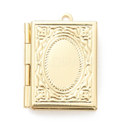 Brass Locket Pendants KK-P199-11G-1