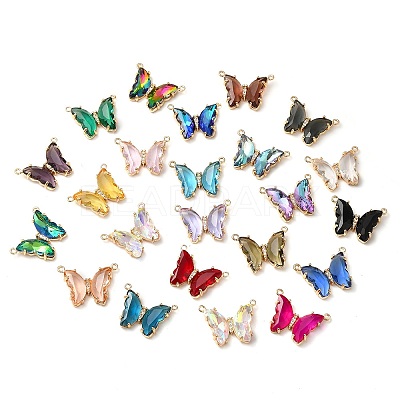 Brass Pave Faceted Glass Connector Charms FIND-Z020-03-1