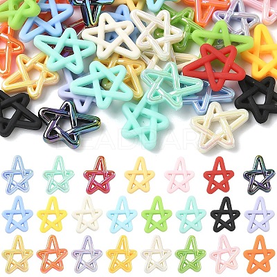 40Pcs 2 Styles Rubberized Style Opaque Acrylic Beads OACR-YW0004-45-1