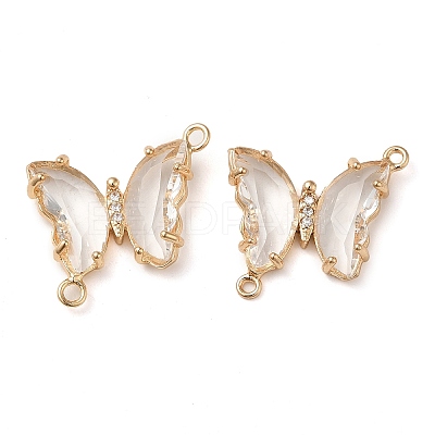 Brass Pave Faceted Glass Connector Charms FIND-Z020-04R-1