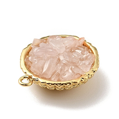 Natural Rose Quartz Chip Pendants KK-C242-05G-19-1