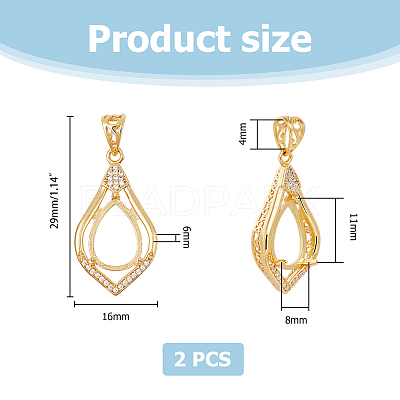 2Pcs 2 Colors Brass Pendants Cabochon Settings FIND-HS0001-14-1