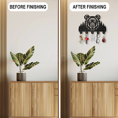 Wood & Iron Wall Mounted Hangers HJEW-WH0055-097-1