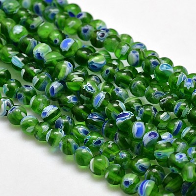 Round Millefiori Glass Beads Strands LK-P001-09-1