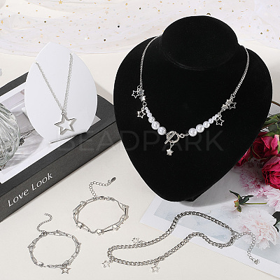 Zinc Alloy Star Pendant Layered Necklaces & Multi-strand Bracelets for Women SJEW-SC0001-03-1
