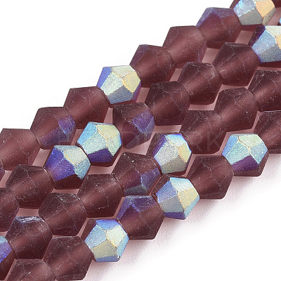 Imitate Austrian Crystal Bicone Frosted Glass Beads Strands GLAA-F029-TM4mm-A05-1