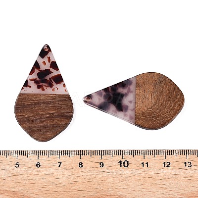 Transparent Resin and Walnut Wood Pendants RESI-T057-06B-1
