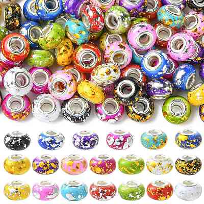 80Pcs 20 Colors Opaque Resin Rondelle European Beads RESI-FS0002-46-1