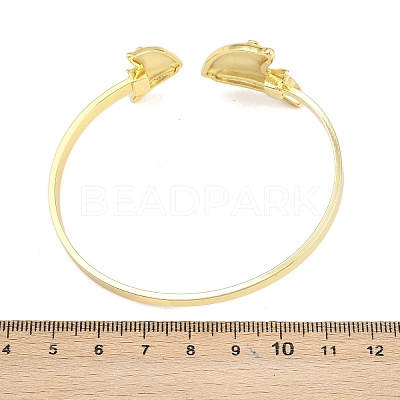 Marine Organism Brass Cuff Bangles for Women BJEW-D368-03O-G-1