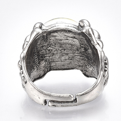 Adjustable Alloy Glass Finger Rings RJEW-T006-02B-1