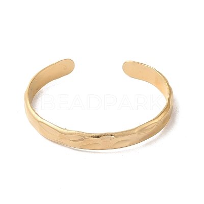 304 Stainless Steel Textured Cuff Bangles BJEW-A003-04G-1