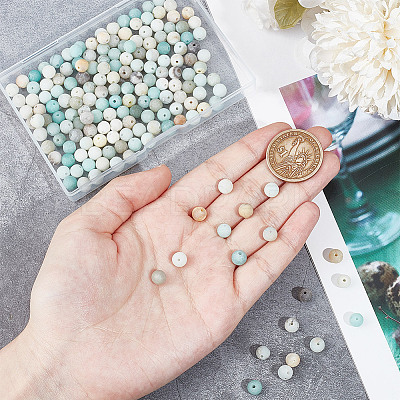 Natural Frosted Flower Amazonite Round Beads G-NB0005-34A-1