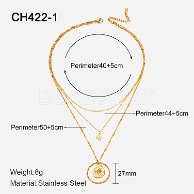 304 Stainless Steel with Clear Cubic Zirconia Double Layer Necklaces FS-WG7985A-18-1