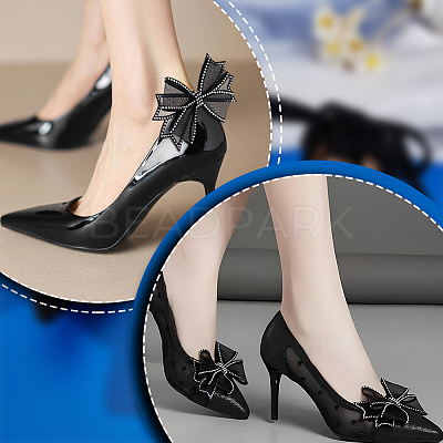 Cloth Rhinestone Bowknot Shoe Decoration FIND-WH0199-63B-1