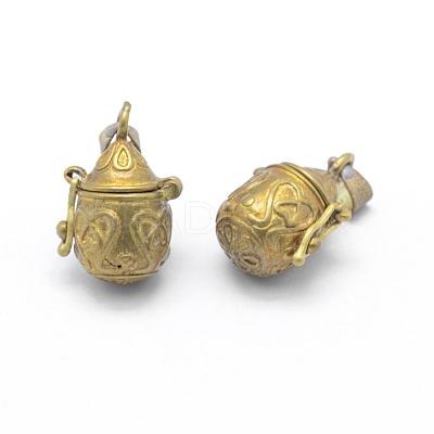 Brass Prayer Box Pendants KK-F722-22C-RS-1