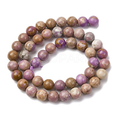 Natural Lepidolite/Purple Mica Stone Beads Strands G-K401-A01-8mm-1
