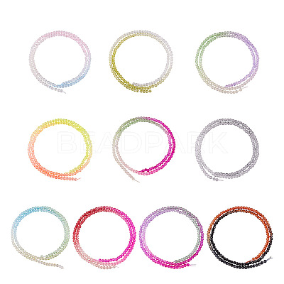 10 Strands 10 Colors Transparent Gradient Color Glass Beads Strands GLAA-TA0001-56-1