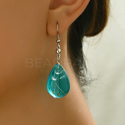 Resin & Alloy Dangle Earrings WGE62B3-02-1