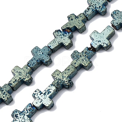 Electroplated Natural Lava Rock Beads Strands G-A256-A01-01E-1