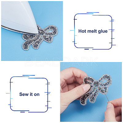 7Pcs 7 Colors Bowknot Glitter Hotfix Rhinestone DIY-FG0002-30-1