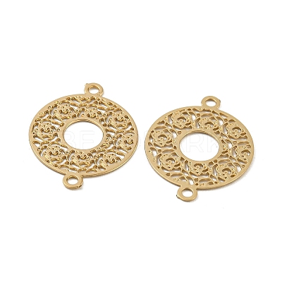 Rack Plating Brass Hollow Out Connector Charms KKC-D001-15KCG-1