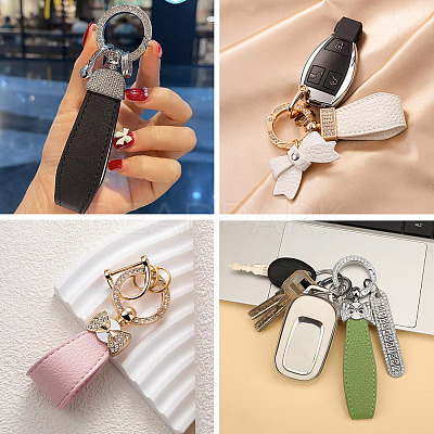 1Pc DIY Alloy Rhinestone Spring Gate Rings Keychains FIND-TA0008-54B-P-1