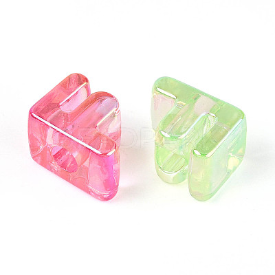 UV Plating Transparent Acrylic European Beads OACR-M027-02F-1