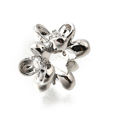 Brass Micro Pave Clear Cubic Zirconia European Beads KK-V008-15P-1